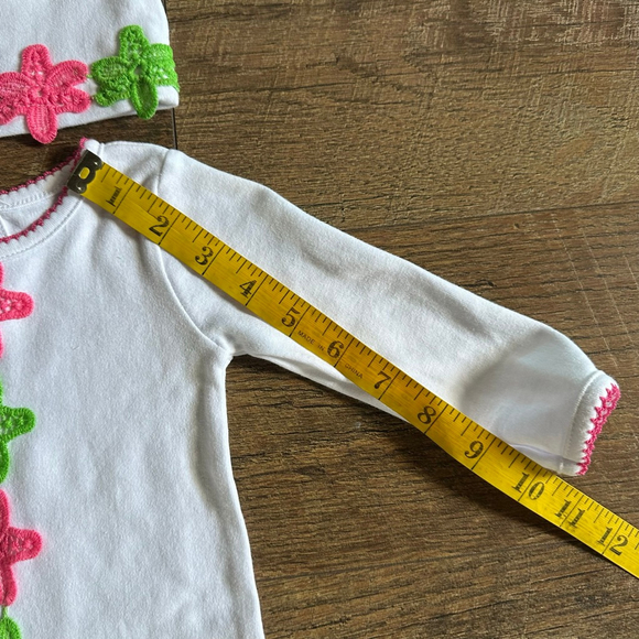 Baby Mud Pie Bodysuit 3-6 Months White Pink Green Floral - Picture 7 of 15
